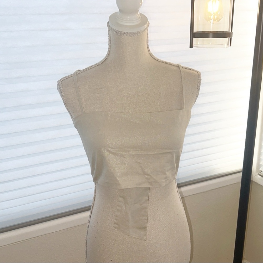 🆕JASON WU Cream Linen Blend Crop Top